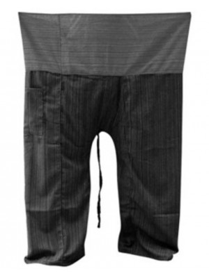Thai Fisherman Yoga Pants Trousers Cotton One Size 2 Tone Gray Black